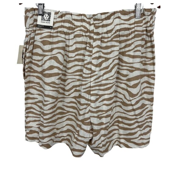 Anne Klein Womens Size Medium Linen Blend Zebra Print Shorts Belt Tan NWT New - Picture 5 of 11
